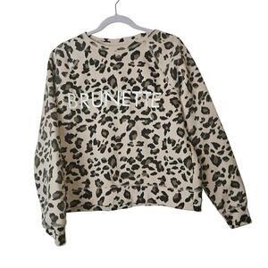 Brunette The Label Adult Leopard Middle Sister Crewneck Sweatshirt Size S/M